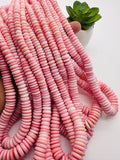 Queen Conch Shell Roundel Beads • 6 TO 12 mm •Dark Color • Length 40 cm • AAA+ Quality • Natural Pink Queen Conch Shell Beads