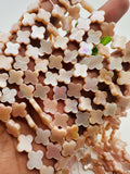 Pink Mother of Pearl Clover Beads • 10X10 mm Size • 40 cm length • AAA Quality • Natural Pink Mother of Pearl Faceted Flower