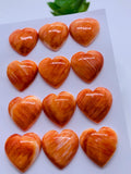 Spiny Oyster Shell Heart Cabs • 20 mm Size • Pack of 1 Pc • AAA Quality • Natural Shell Cabochon • Orange Color • Flat Back