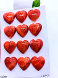 Spiny Oyster Shell Heart Cabs • 20 mm Size • Pack of 1 Pc • AAA Quality • Natural Shell Cabochon • Red Color • Flat Back