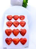 Spiny Oyster Shell Heart Cabs • 20 mm Size • Pack of 1 Pc • AAA Quality • Natural Shell Cabochon • Red Color • Flat Back