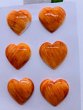 Spiny Oyster Shell Heart Cabs • 25 mm Size • Pack of 1 Pc • AAA Quality • Natural Shell Cabochon • Orange Color • Flat Back