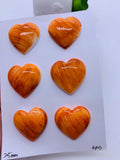 Spiny Oyster Shell Heart Cabs • 25 mm Size • Pack of 1 Pc • AAA Quality • Natural Shell Cabochon • Orange Color • Flat Back
