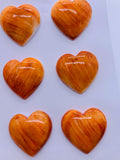 Spiny Oyster Shell Heart Cabs • 25 mm Size • Pack of 1 Pc • AAA Quality • Natural Shell Cabochon • Orange Color • Flat Back