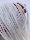 Wampum Quahog Shell Tube Beads • 4x9 mm Size • 40 cm length • AAA Quality • Natural Wampum Shell • White Color
