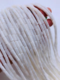 Wampum Quahog Shell Tube Beads • 4x9 mm Size • 40 cm length • AAA Quality • Natural Wampum Shell • White Color