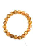 Golden Rutile Bracelet • 9.5mm Size • Code Q2 • Weight 25.7 gm - 4A Quality • Natural Rutilated Quartz Bracelet