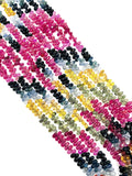 Multi sapphire faceted Drop 3X5mm Size - AAA Quality - 17 Inch length - Natural Multi sapphire Briolette, weight 86 ct per strand