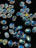 Rainbow Moonstone Oval Cabs 5x7 mm - Pack of 5 Pcs- 5A Quality- Blue Flash Moonstone Cabochons