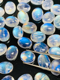 Rainbow Moonstone Oval Cabs 7x9 mm - Pack of 2 Pcs- 5A Quality- Blue Flash Moonstone Cabochons