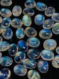 Rainbow Moonstone Oval Cabs 7x9 mm - Pack of 2 Pcs- 5A Quality- Blue Flash Moonstone Cabochons