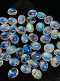 Rainbow Moonstone Oval Cabs 6x8 mm - Pack of 4 Pcs- 5A Quality- Blue Flash Moonstone Cabochons