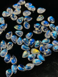 Rainbow Moonstone Pear Cabs 4x5 mm - Pack of 8 Pcs - 5A Quality - Blue Flash Moonstone Cabochons