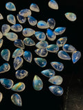 Rainbow Moonstone Pear Cabs 5X6/ 5x7/ 5x8/ 5-5.5X7-8 mm - Pack of 4 Pcs - 5A Quality - Blue Flash Moonstone Cabochons