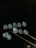 Rainbow Moonstone Pear Cabs 8X10 mm - Pack of 2 Pcs - 5A Quality - Blue Flash Moonstone Cabochons