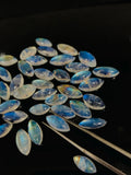 Rainbow Moonstone Marquise Cabs 5-6x10-11 mm - Pack of 2 Pcs - Blue Fire Moonstone Cabochons