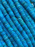 Turquoise Howlite Heishi Beads 6.5 mm - Length 14 " - AAA Quality- Dyed Turquoise Heishi Tyre Beads