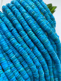 Turquoise Howlite Heishi Beads 6.5 mm - Length 14 " - AAA Quality- Dyed Turquoise Heishi Tyre Beads