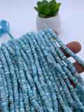Larimar Faceted Heishi Beads - 4-4.5 / 5.5-6 mm - Length 16 Inch -AAA Quality - Larimar Heishi/tyre Beads