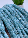 Larimar Faceted Heishi Beads - 6.5 / 7 mm - Length 16 Inch -AAA Quality - Larimar Heishi/tyre Beads