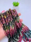 Tourmaline Faceted Heishi Beads 5 / 5.5 mm - AAA Quality - Length 16 Inch - Natural Tourmaline Heishi Tyre Beads