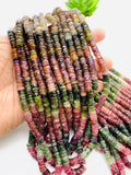 Tourmaline Faceted Heishi Beads 6.5 / 6.5- 6.8 mm - AAA Quality - Length 16 Inch - Natural Tourmaline Heishi Tyre Beads