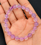 Lavender Quartz Bracelet 8 mm Size, AAA Quality- 7.5'' Length-code 0.MX- Natural Lavender Quartz Round Bracelet. origin Brazil. weight 18-GM