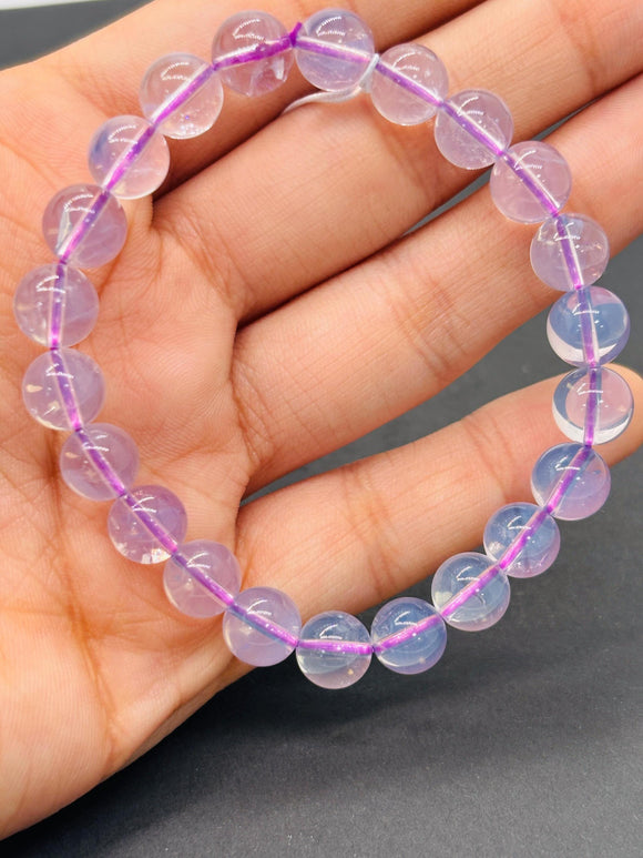 Lavender Quartz Bracelet 8 mm Size, AAA Quality- 7.5'' Length-code 0.MX- Natural Lavender Quartz Round Bracelet. origin Brazil. weight 18-GM