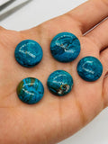 Blue Opalina Round Cabs - 17-20 mm Size - Code B1-B5- Natural Opalina Cabochons - Origin Peru- AAAA Quality