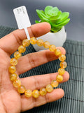 Golden Rutile Round Bracelet • 8.5 mm Size • Code B13 • 4A Quality • Natural Rutilated Quartz Bracelet