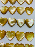 Yellow MOP Heart Cabs • 15 mm Size • Pack of 2 pcs • AAA Quality • Mother of Pearl Cabochons