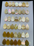 Yellow MOP Flat Pear Cabs • 8x12 mm Size • Pack of 10 pcs • AAA Quality • Mother of Pearl Cabochons