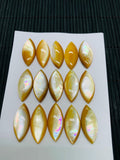 Yellow MOP Marquise Cabs •11x25 mm Size • Pack of 2 pcs • AAA Quality • Mother of Pearl Cabochons