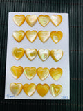 Yellow MOP Heart Cabs • 15 mm Size • Pack of 2 pcs • AAA Quality • Mother of Pearl Cabochons