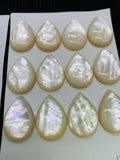 White MOP Pear Cabs • 15x25/ 18x25 mm Size • AAA Quality • Mother of Pearl Cabochons