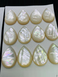 White MOP Pear Cabs • 15x25/ 18x25 mm Size • AAA Quality • Mother of Pearl Cabochons