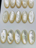 White MOP Oval Cabs • 12x24 mm Size • Pack of 2 pcs • AAA Quality • Mother of Pearl Cabochons
