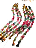 Tourmaline faceted Drop Beads - 3X5 mm Size - AAA Quality - 6 Inch length - Natural Multi Tourmaline Briolette
