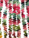 Tourmaline faceted Drop Beads - 3X5 mm Size - AAA Quality - 6 Inch length - Natural Multi Tourmaline Briolette