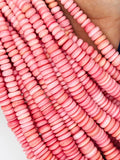 Queen Conch Shell Roundel Beads • 6 TO 12 mm Graduate Size • Length 40 cm • AAAA Quality • Natural Pink Queen Conch Shell Beads,
