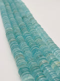 Aquamarine Heishi, Crystal Quartz coating Beads • 12mm Size • Length 40 cm • Crystal quartz heat treated.