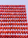 Spiny Oyster Shell Pear Cabs • 5x7 mm Size • Pack of 4 Pcs • Red Color • AAA Quality • Natural Shell Cabochon •