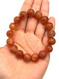 Sunstone Bracelet 12 mm size- Code #V3 -AAA Quality -Weight 42 gm Natural Sunstone Round Bracelet - Length 7.5 Inch