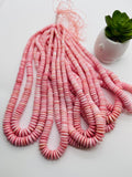 Queen Conch Shell Roundel Beads • 6 TO 12 mm •Dark Color • Length 40 cm • AAA+ Quality • Natural Pink Queen Conch Shell Beads