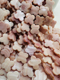 Pink Mother of Pearl Clover Beads • 18 / 20 mm Size • 40 cm length • AAA Quality • Natural Pink Mother of Pearl Faceted Flower