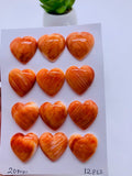Spiny Oyster Shell Heart Cabs • 20 mm Size • Pack of 1 Pc • AAA Quality • Natural Shell Cabochon • Orange Color • Flat Back