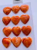 Spiny Oyster Shell Heart Cabs • 20 mm Size • Pack of 1 Pc • AAA Quality • Natural Shell Cabochon • Orange Color • Flat Back