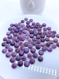 8MM Wampum Quahog Shell Round Cabs • Pack of 4 Piece • AAA Quality • Natural Wampum Shell Cabochon • Purple Color• Flat Back