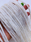Wampum Quahog Shell Tube Beads • 4x9 mm Size • 40 cm length • AAA Quality • Natural Wampum Shell • White Color