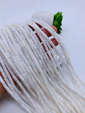 Wampum Quahog Shell Tube Beads • 4x9 mm Size • 40 cm length • AAA Quality • Natural Wampum Shell • White Color